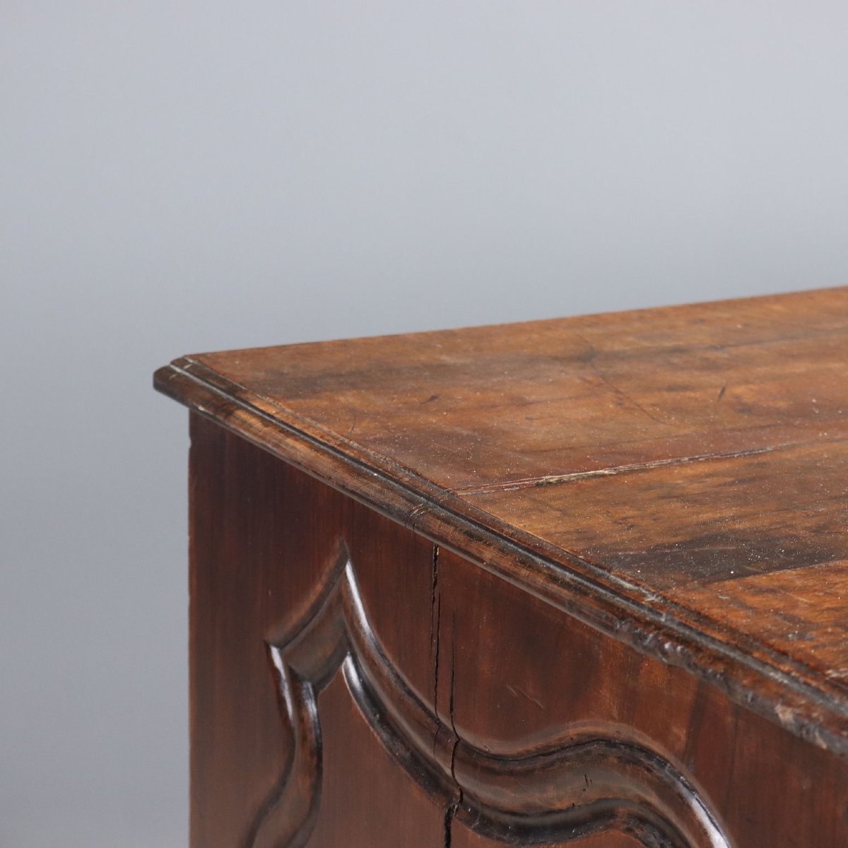 Commode Baroque Ancienne Noyer Gravé France XVIIIe Siècle-photo-3
