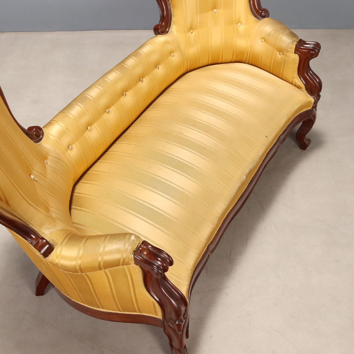 Mid-19th-century Italian Mahogany Conversation Sofa-photo-3