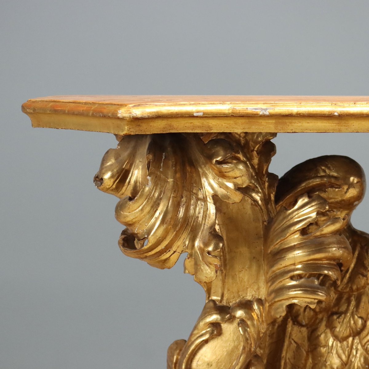 Baroque Console Table In Carved And Gilded Wood, Genoa, First Quarter Of The 18th Century-photo-3