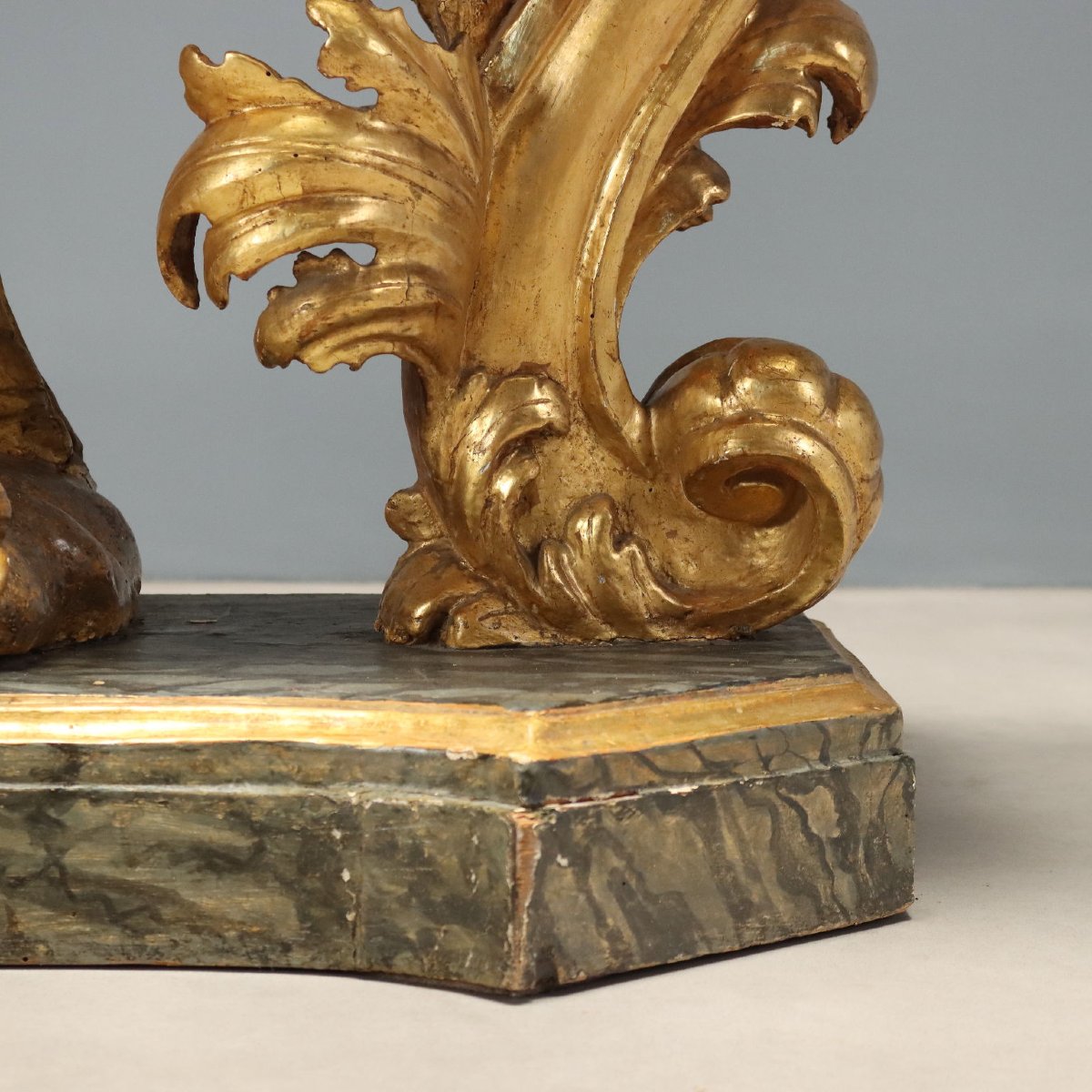 Baroque Console Table In Carved And Gilded Wood, Genoa, First Quarter Of The 18th Century-photo-4