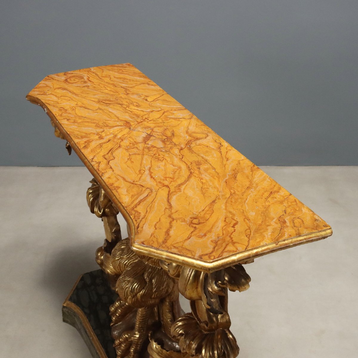 Baroque Console Table In Carved And Gilded Wood, Genoa, First Quarter Of The 18th Century-photo-2