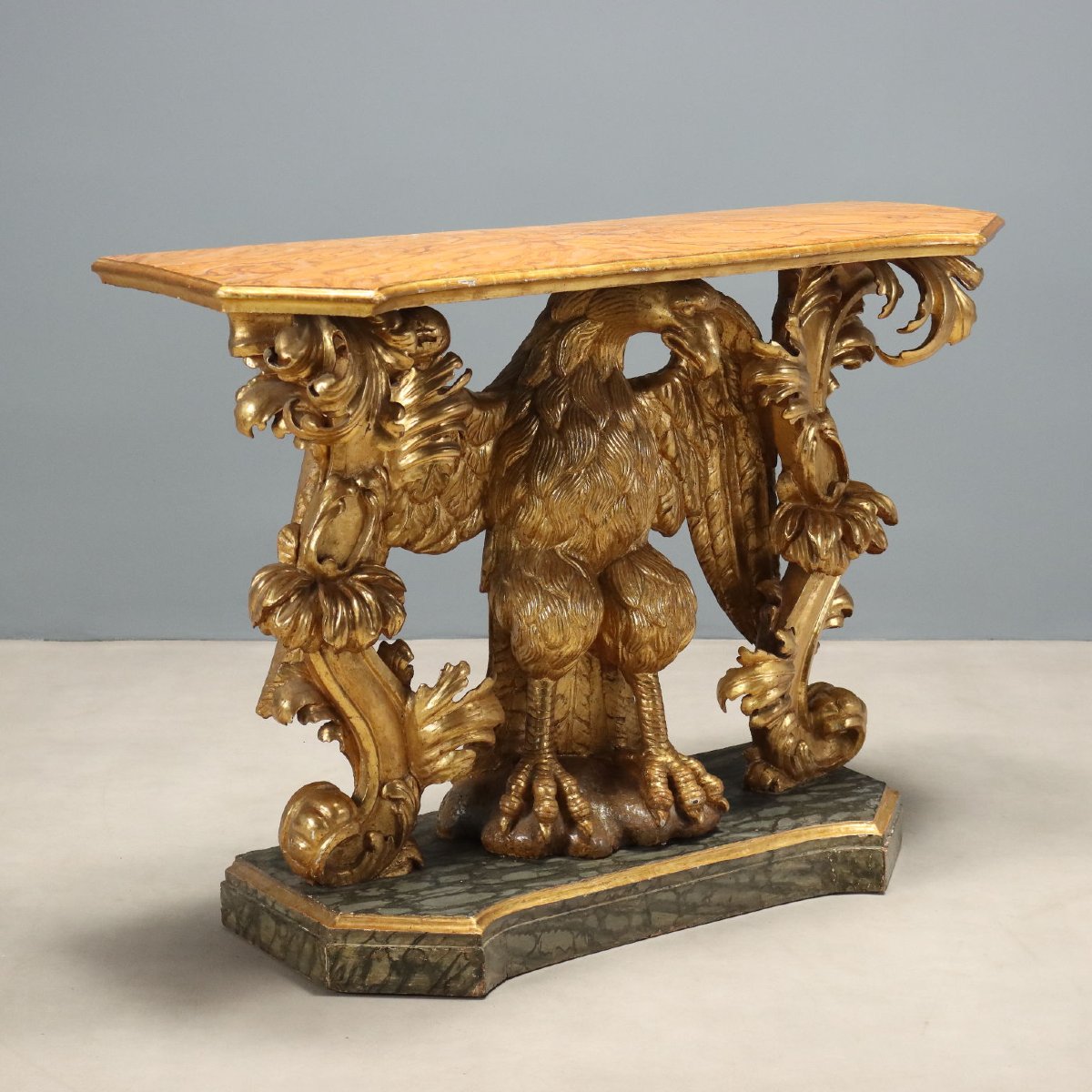 Baroque Console Table In Carved And Gilded Wood, Genoa, First Quarter Of The 18th Century