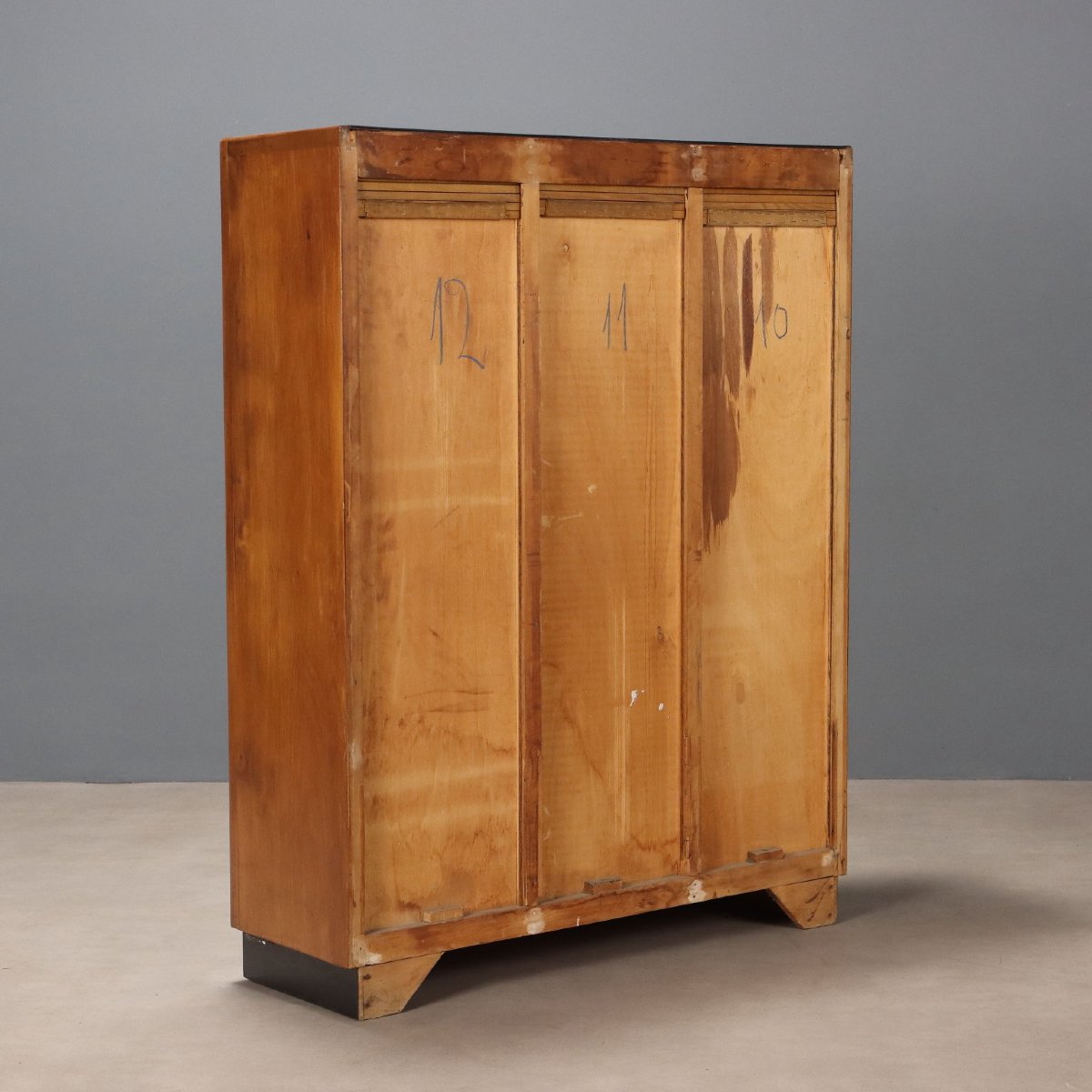 Vintage Rolling Shutter Cabinet Walnut Veneer Design 1950s-photo-5