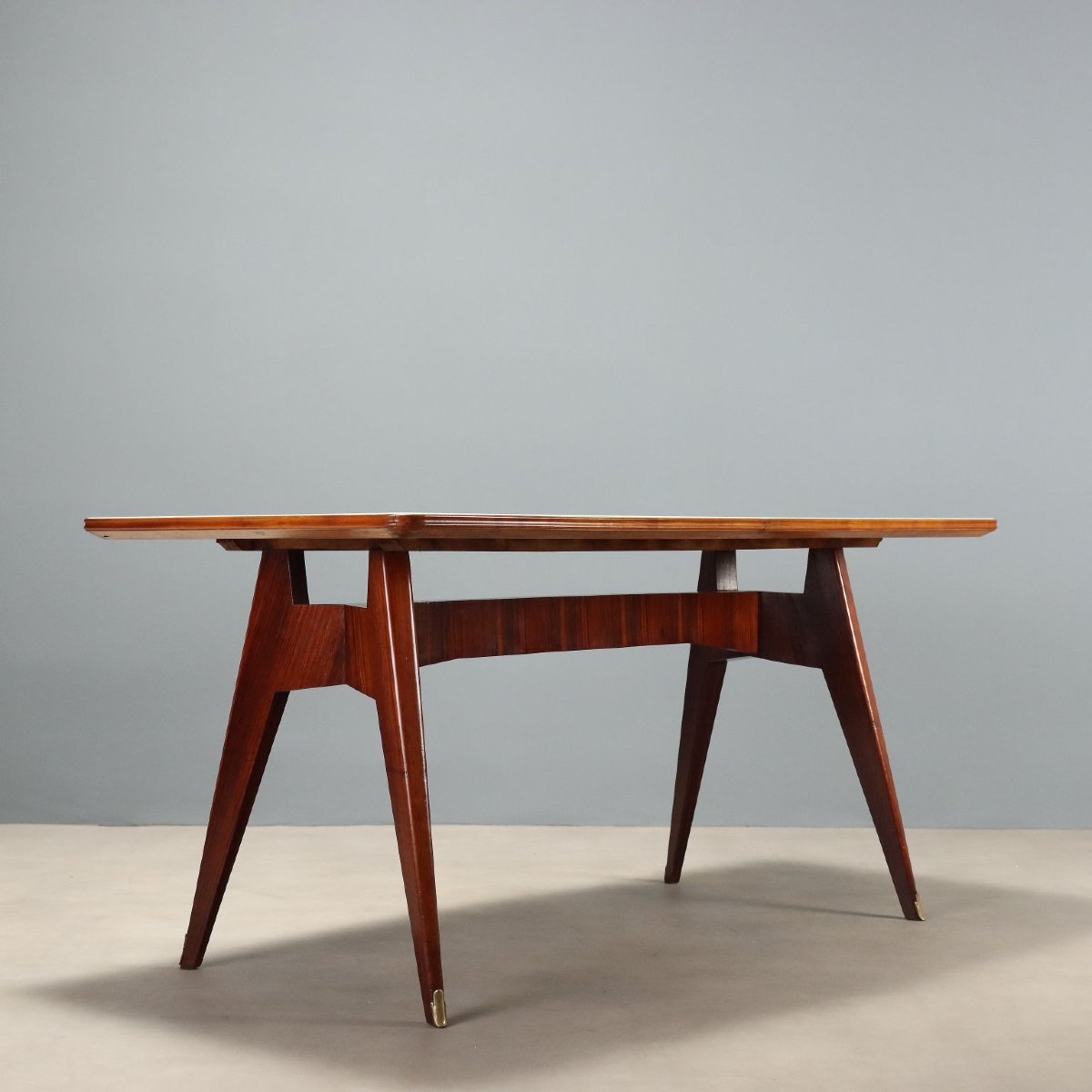 Vintage Table Exotic Wood Glass Design Italy 1950s-1960s-photo-5