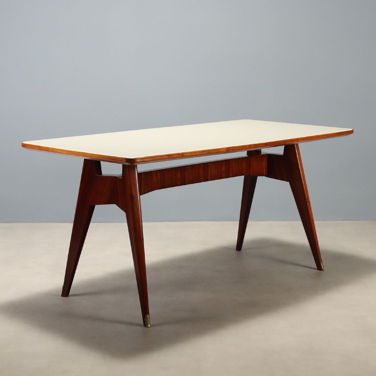 Vintage Table Exotic Wood Glass Design Italy 1950s-1960s