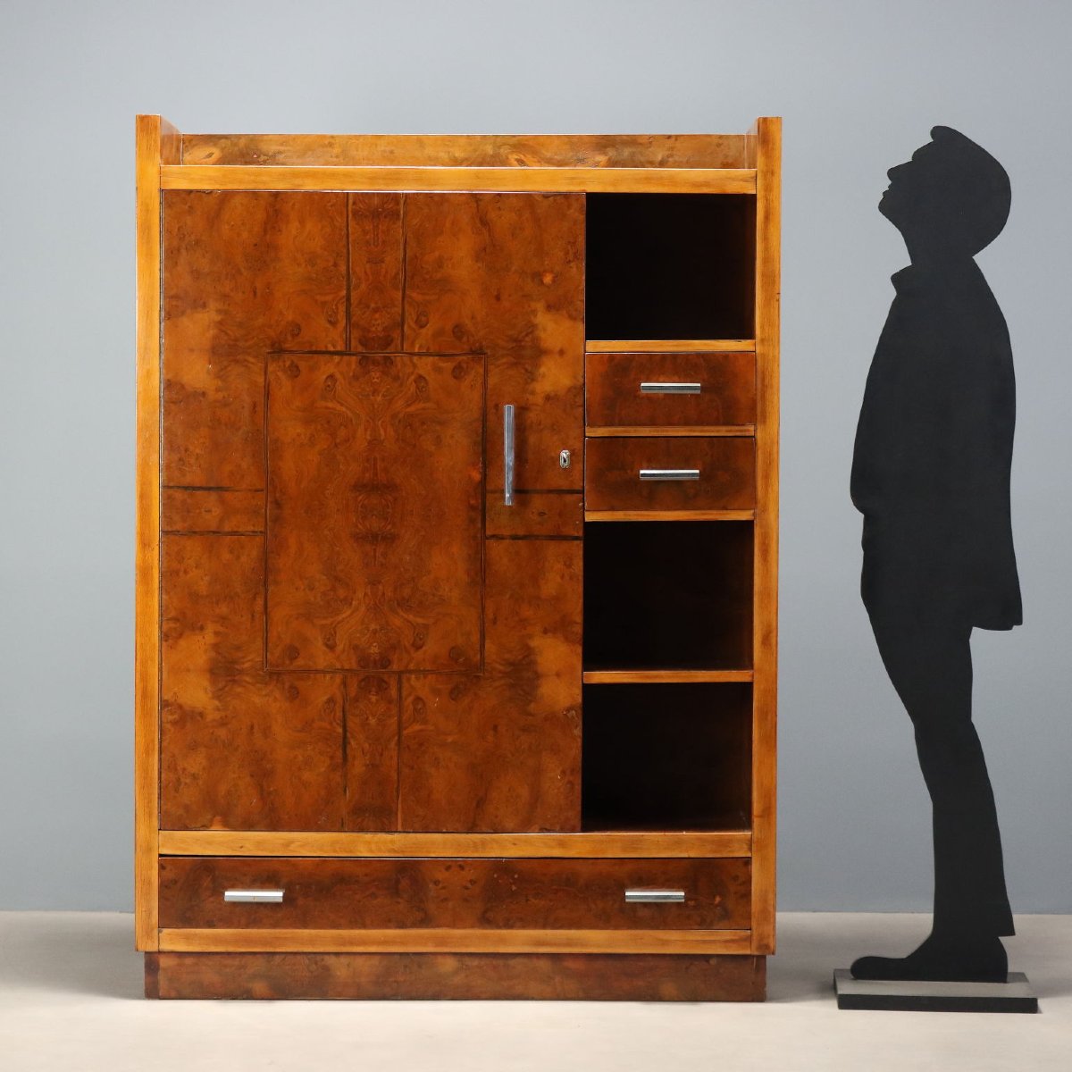 Vintage Wardrobe Burl Aluminium Design Italy 1930s-photo-2