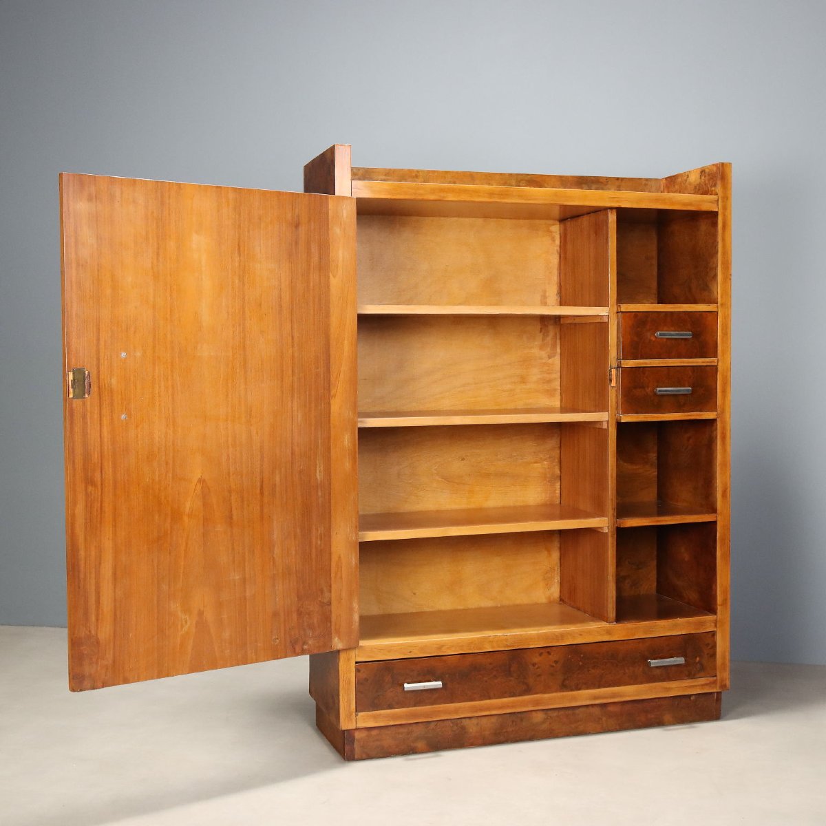 Vintage Wardrobe Burl Aluminium Design Italy 1930s-photo-3