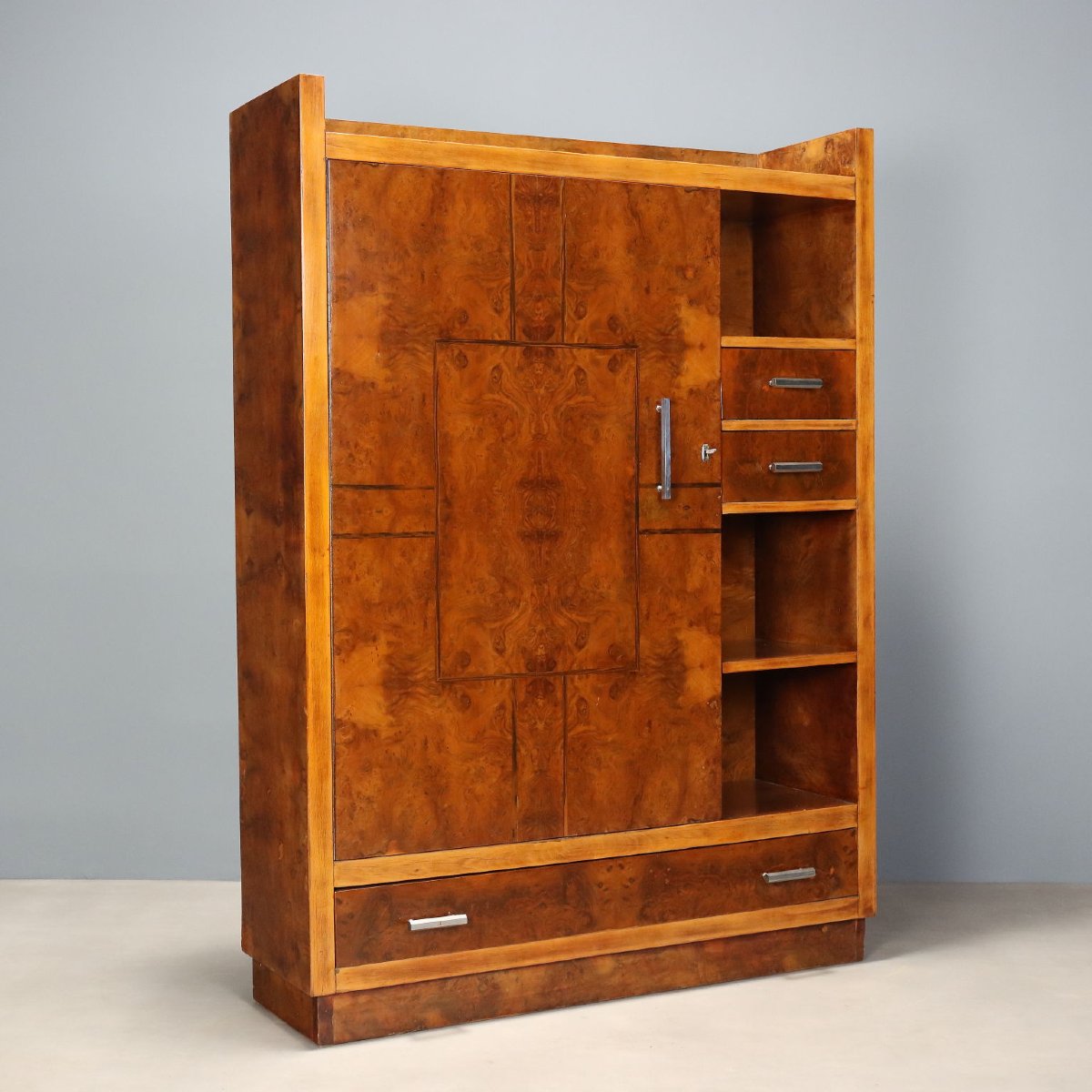 Vintage Wardrobe Burl Aluminium Design Italy 1930s