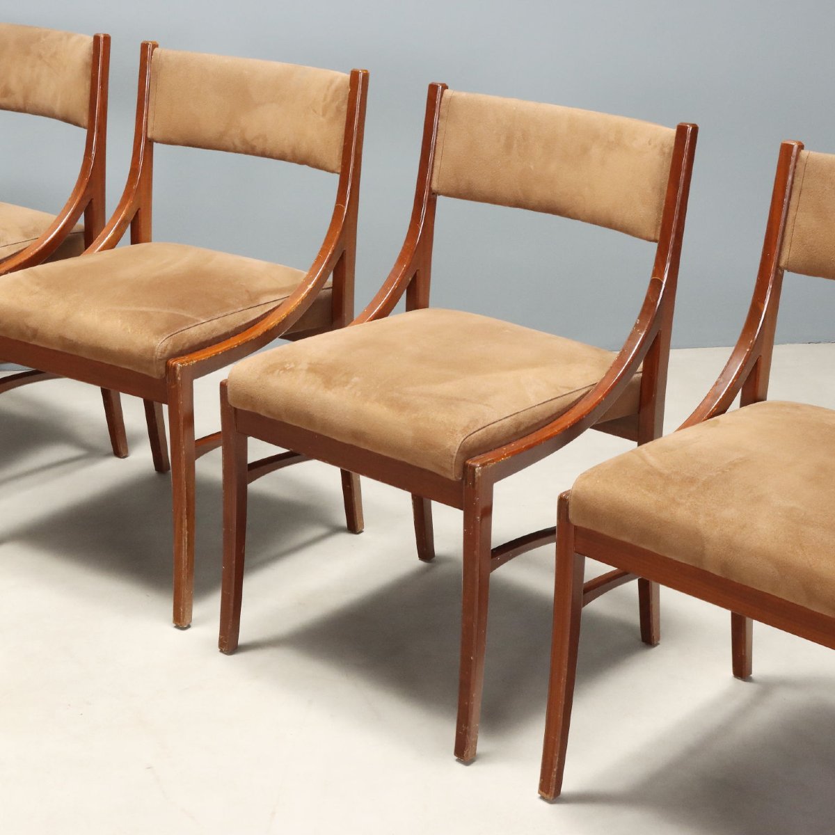 Chaises de Salle à Manger Vintage Hêtre Teinté Tissu Design des Années 60-photo-3