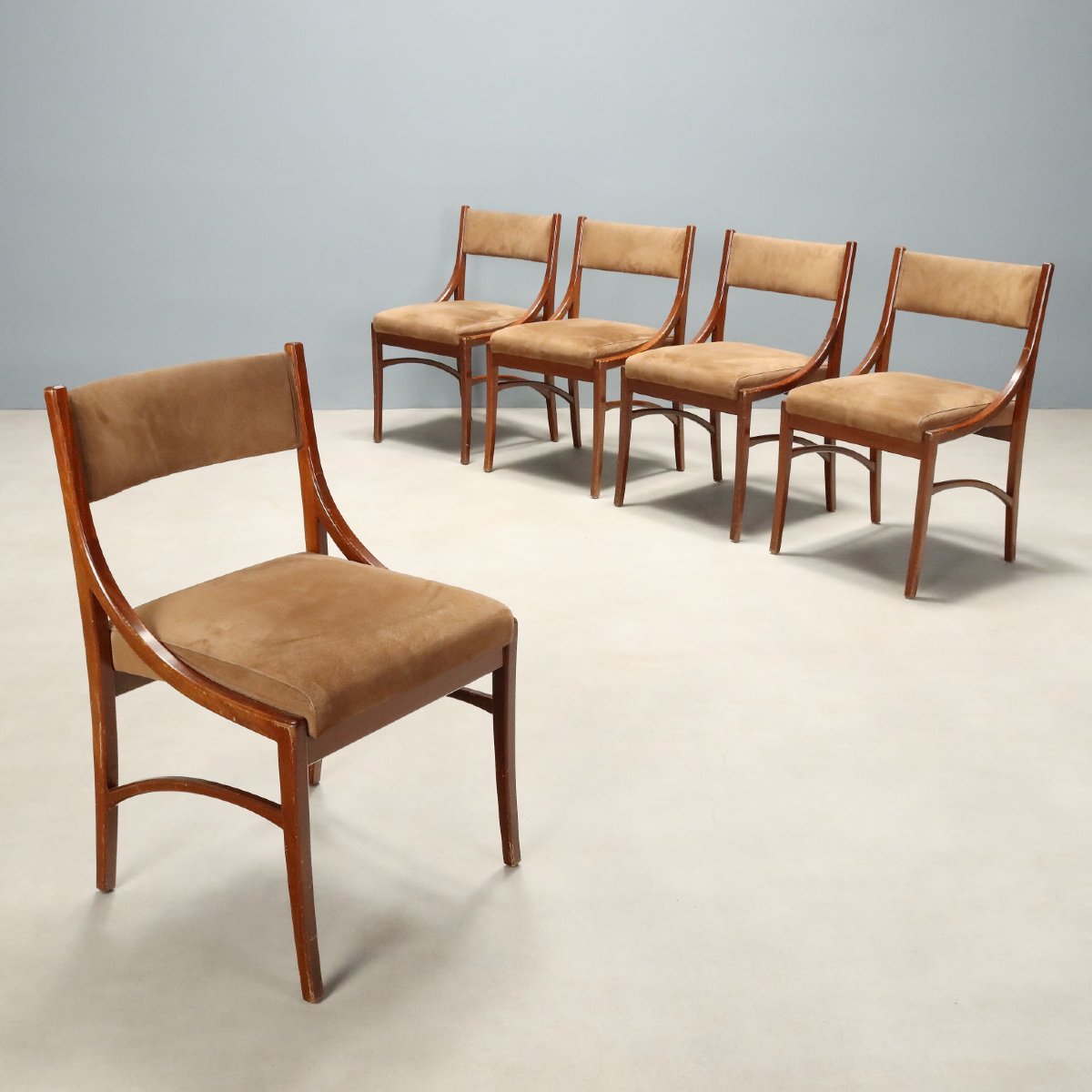Chaises de Salle à Manger Vintage Hêtre Teinté Tissu Design des Années 60