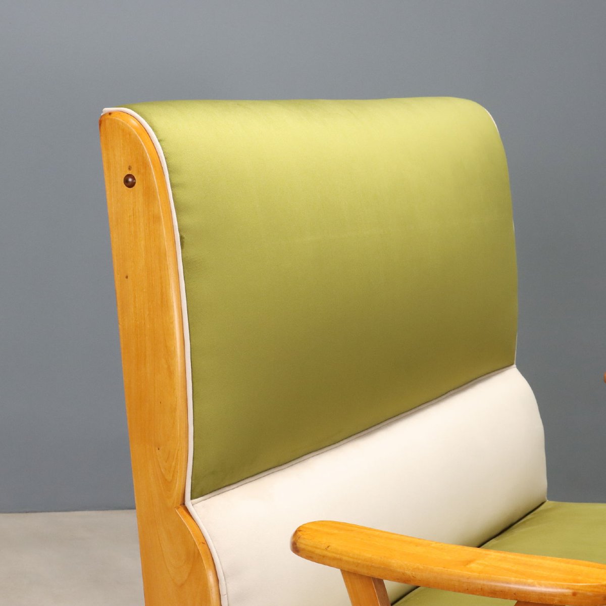 Canapé Vintage Velours Coloré Hêtre Design Italie Années 1950-photo-1