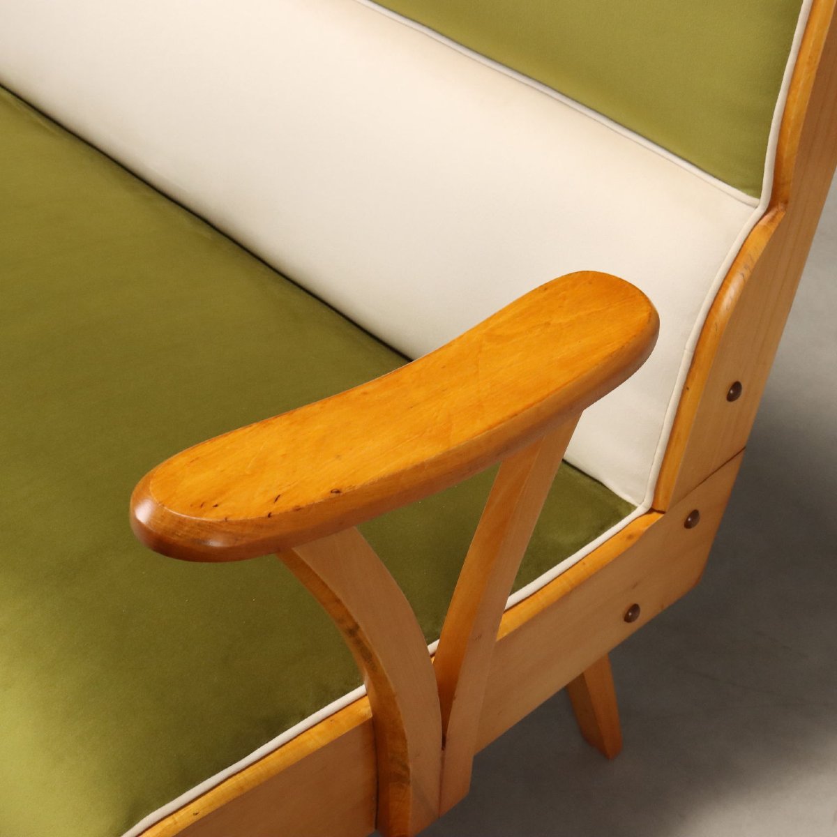 Canapé Vintage Velours Coloré Hêtre Design Italie Années 1950-photo-3