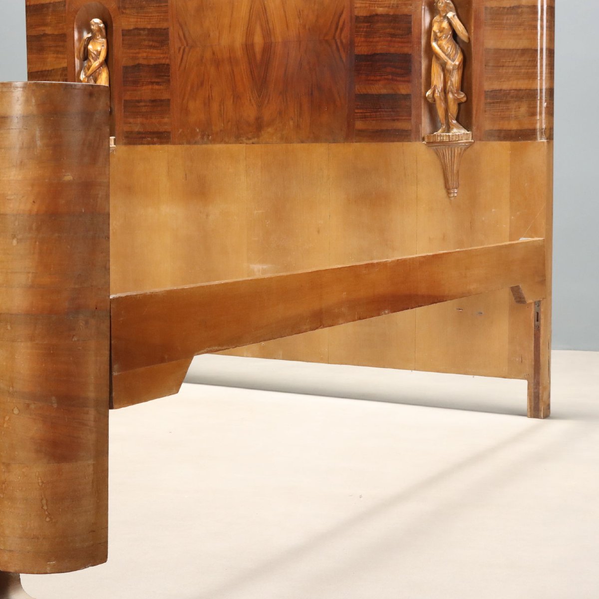 Italian Art Deco Bed In Walnut And Walnut Burl-photo-2