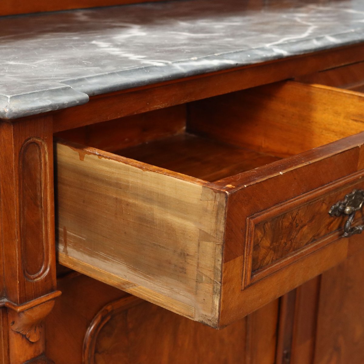 Umbertine Sideboard In Walnut And Walnut Burl, Italy, Early 20th Century-photo-2