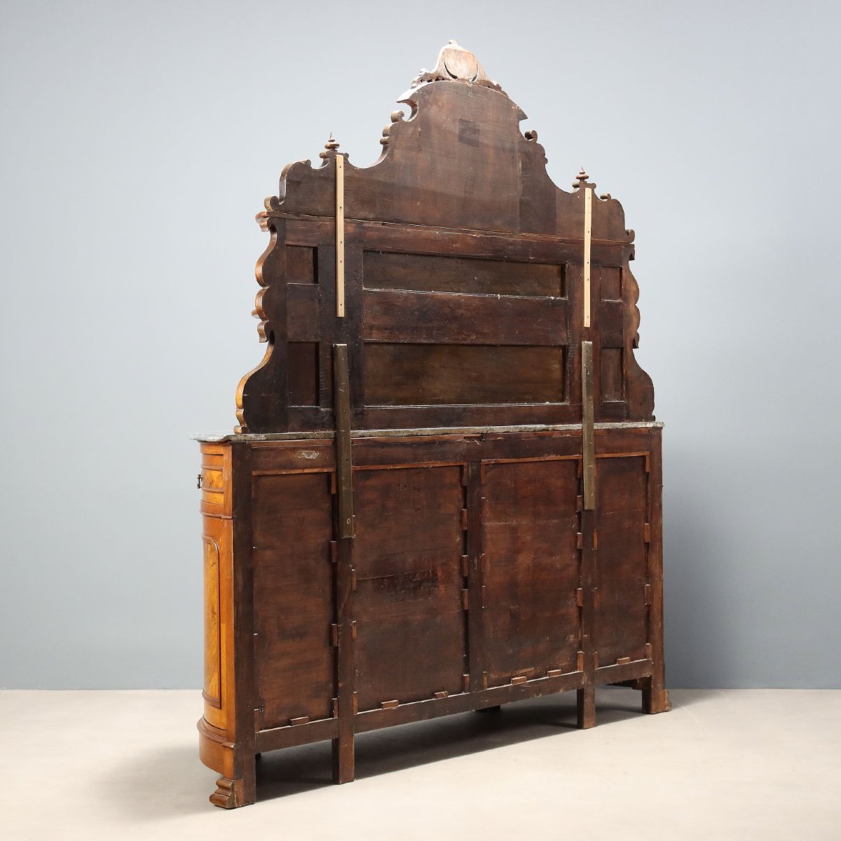 Umbertine Sideboard In Walnut And Walnut Burl, Italy, Early 20th Century-photo-8