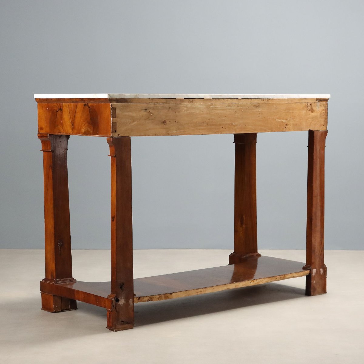 Empire-style Console Table In Poplar And Walnut - Early 19th Century, Lombardy, Early 19th Century-photo-6