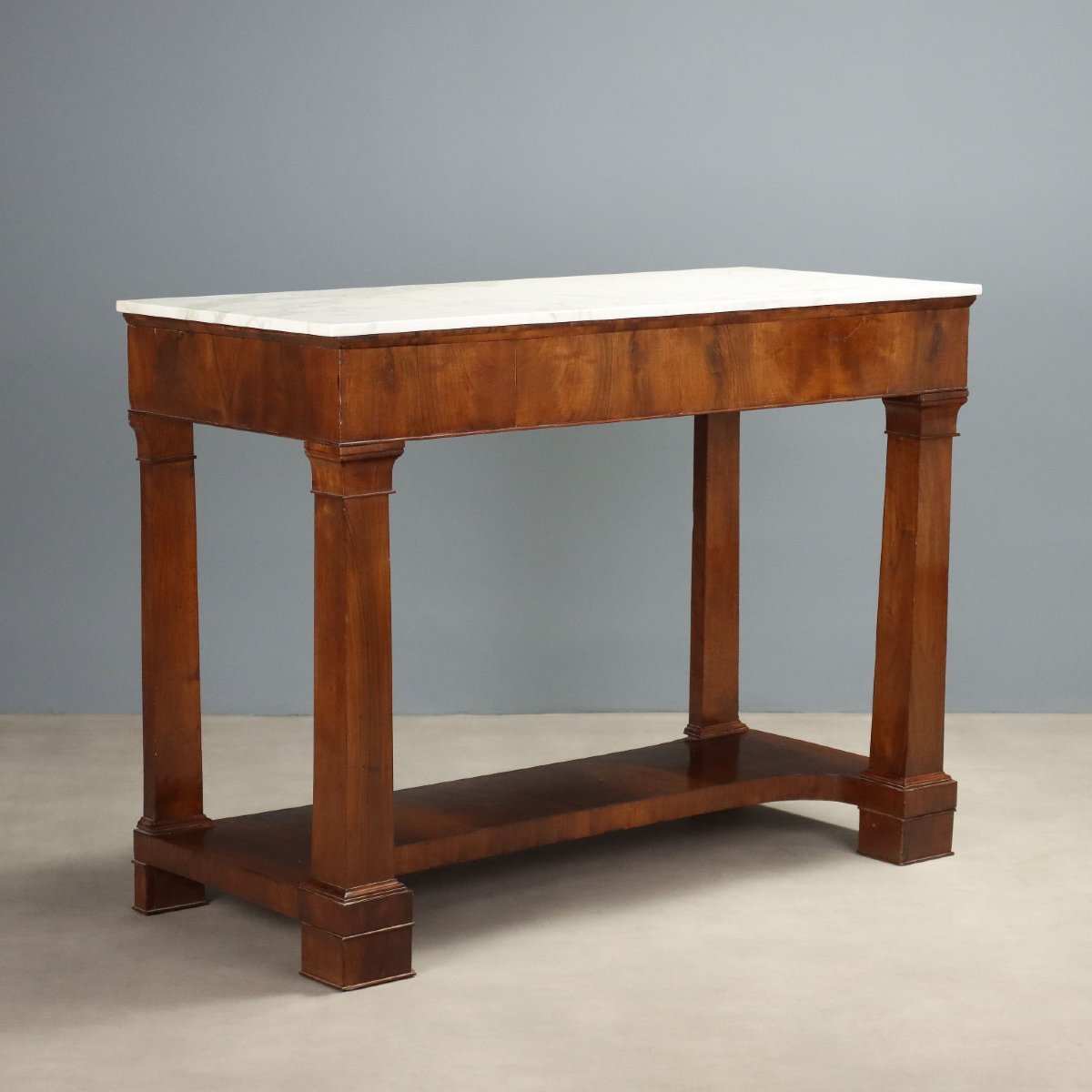 Empire-style Console Table In Poplar And Walnut - Early 19th Century, Lombardy, Early 19th Century