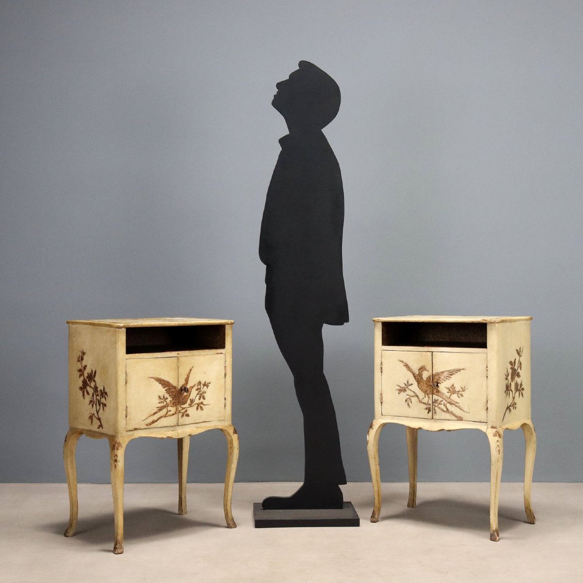 Tables de Chevet Anciennes Style Baroque Bois Italie XIXe Siècle-photo-2