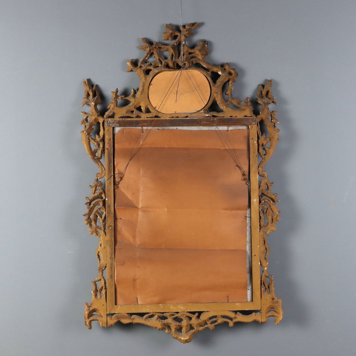 Miroir Ancien Bois Gravé Doré Italie XIXe Siècle-photo-6