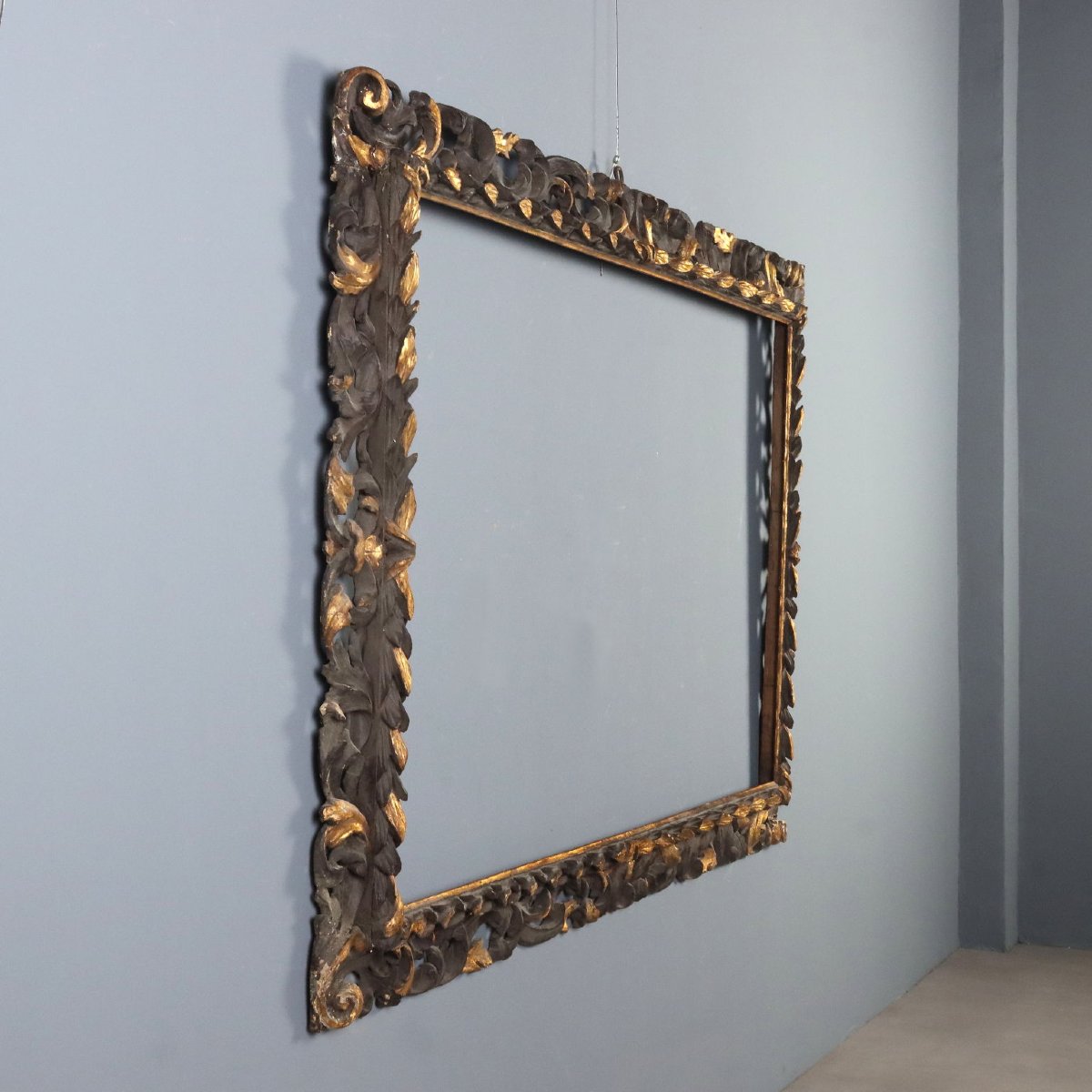 Cadre Baroque Ancien Bois Gravé Italie du XVIIIe Siècle-photo-3