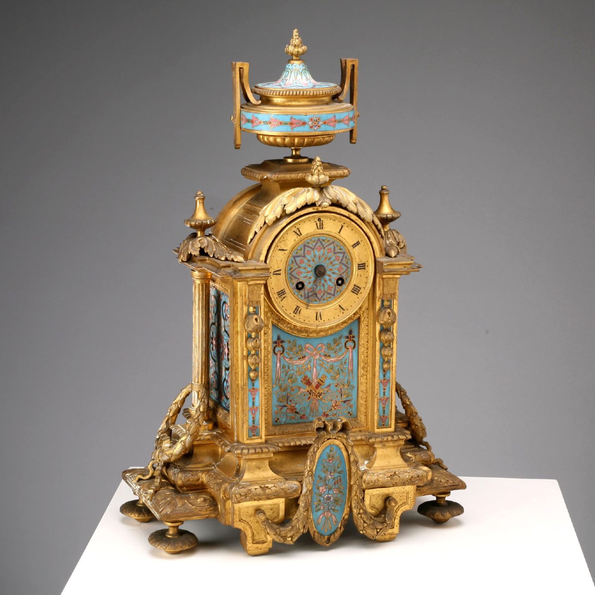 Gilded Bronze And Cloisonné Enamel Table Clock, France, Late 19th – Early 20th Century-photo-3