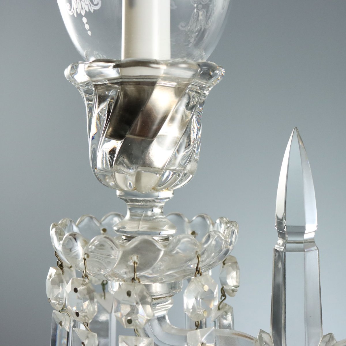 Lampe de Table Ancienne Cristal de Bohême Italie XXe Siècle -photo-3