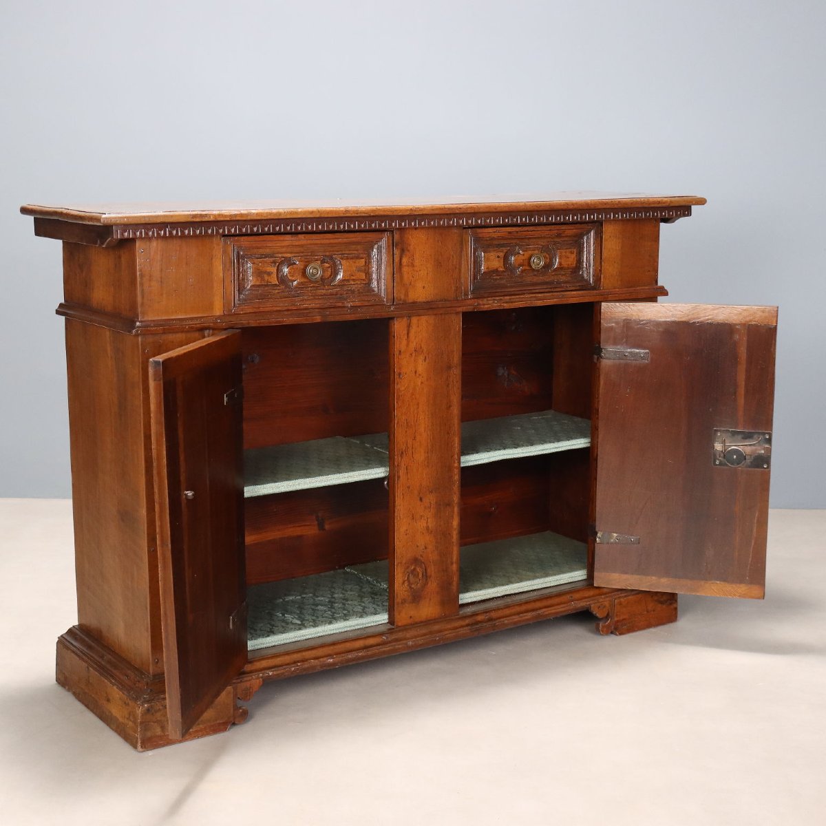 Antique Baroque-style Sideboard In Walnut And Fir, Italy, 20th Century-photo-3