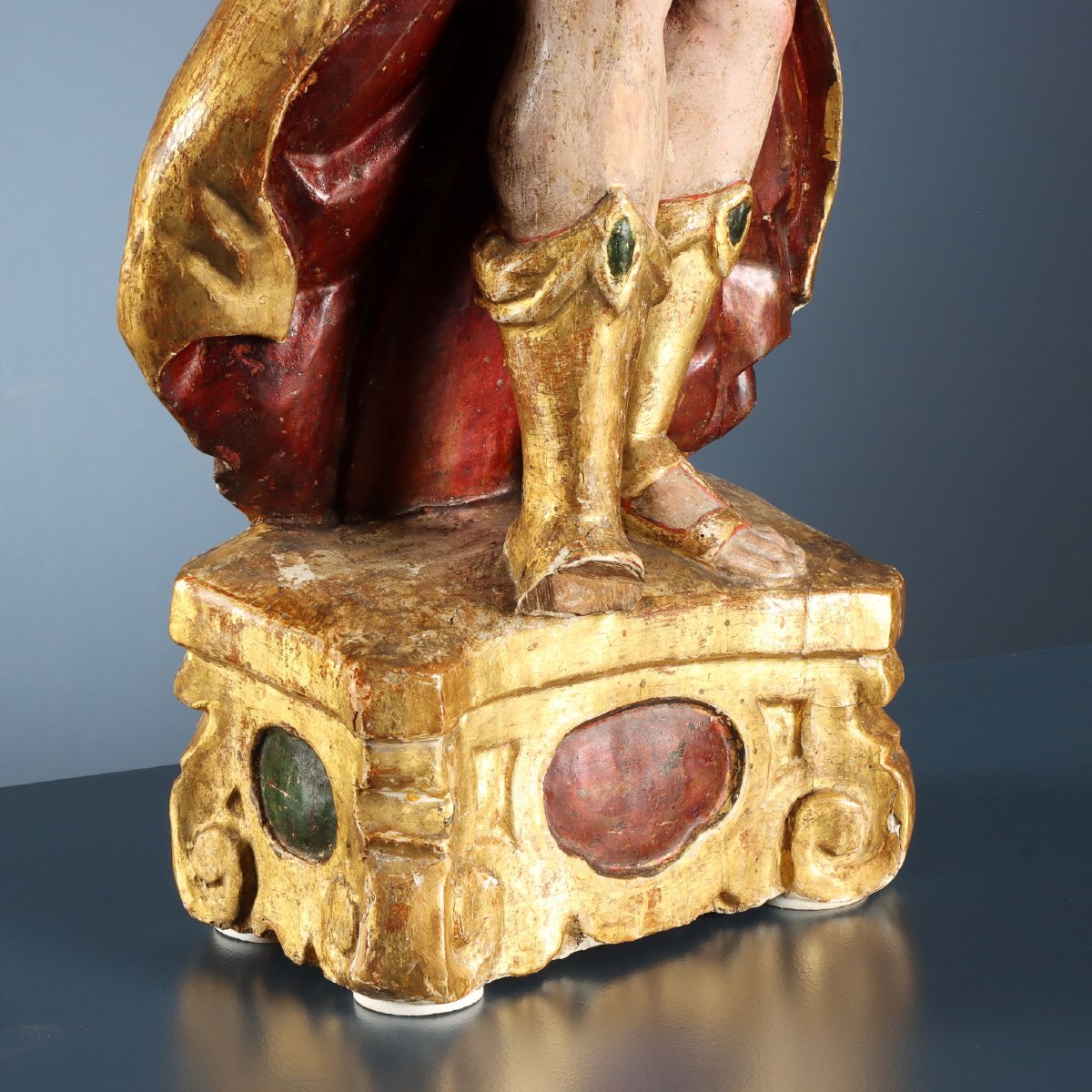Bougeoirs Anciens Bois Gravé Baroque Italie du XVIIe Siècle-photo-3