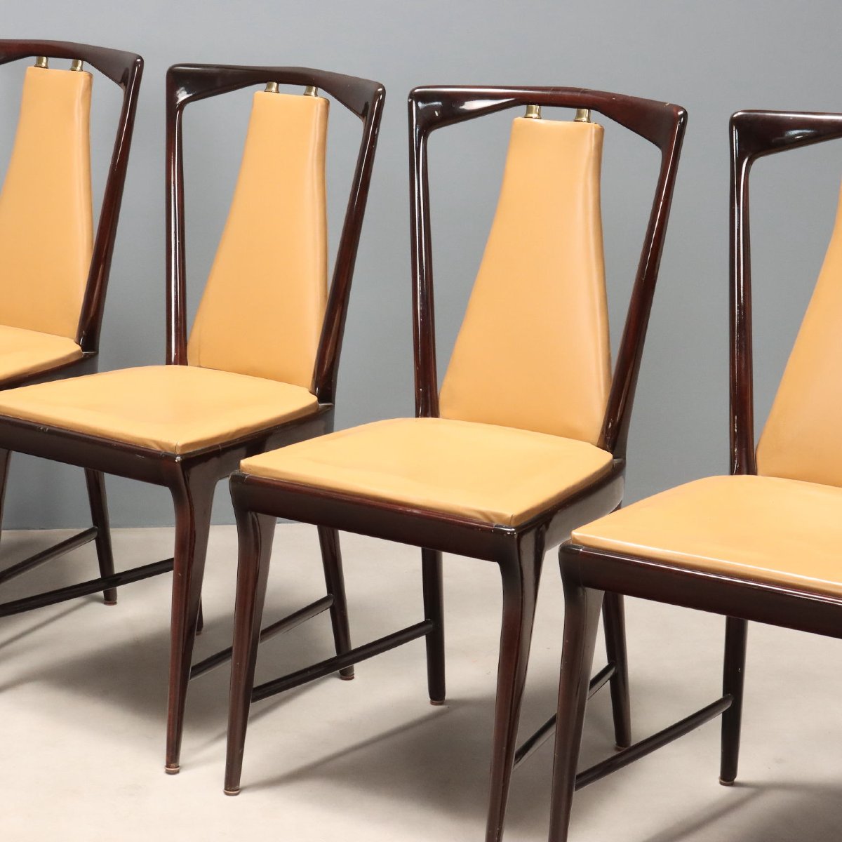 Chaises Vintage Design Osvaldo Borsani Bois Skai Années 50-photo-3