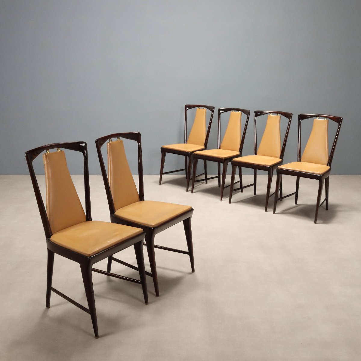 Chaises Vintage Design Osvaldo Borsani Bois Skai Années 50