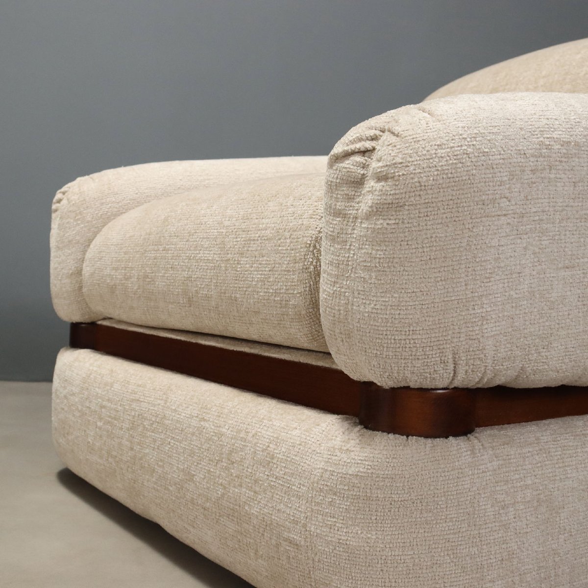 Fauteuils Vintage Tissu Bois Teinté Design Italie Années 70-photo-2