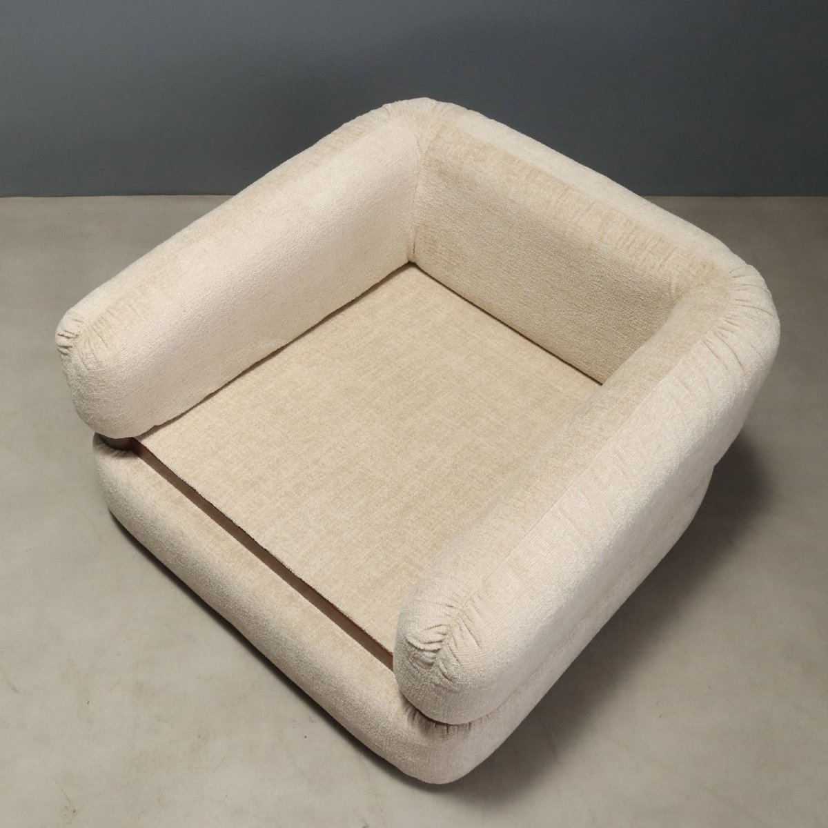 Fauteuils Vintage Tissu Bois Teinté Design Italie Années 70-photo-4