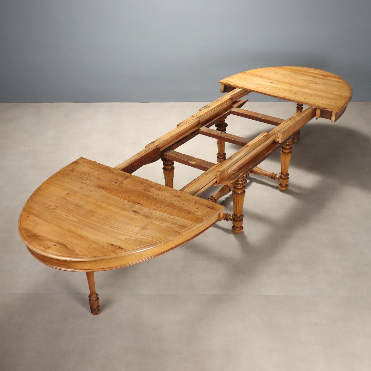 Table Extensible Ancienne Noyer Italie Moitié du XIXe Siècle-photo-3