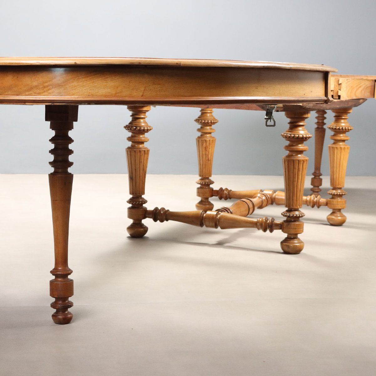 Table Extensible Ancienne Noyer Italie Moitié du XIXe Siècle-photo-6