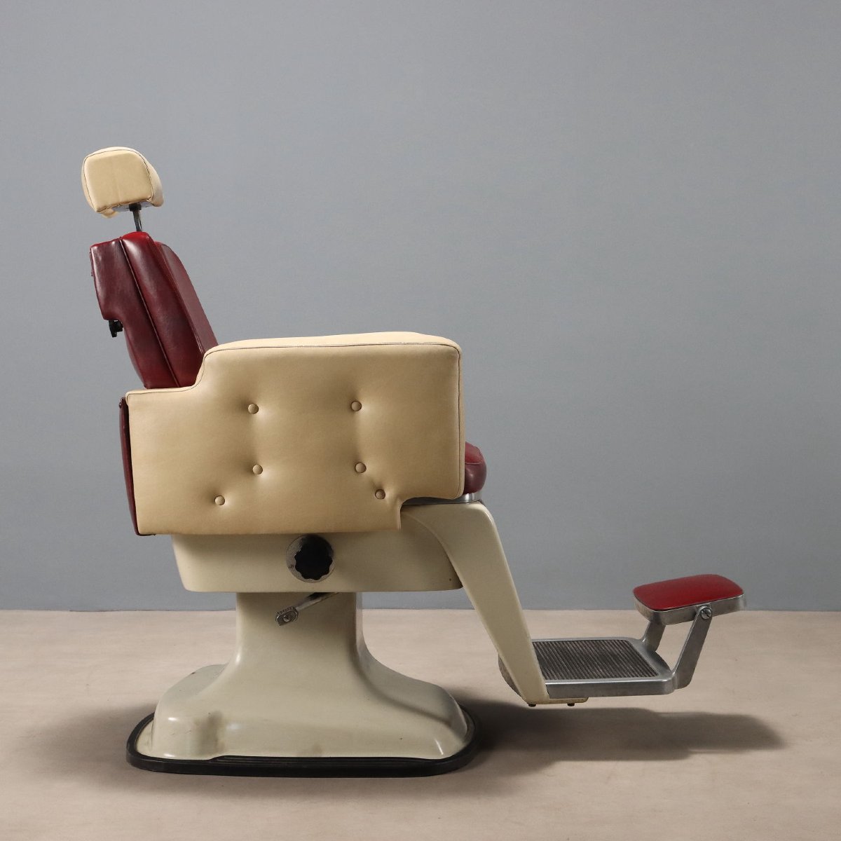Fauteuil de Barbier Vintage Métal Simili Cuir des Années 1960 -photo-1