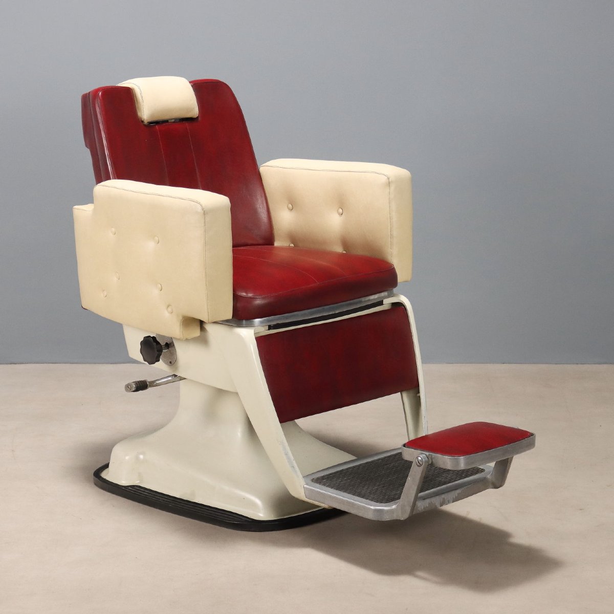 Fauteuil de Barbier Vintage Métal Simili Cuir des Années 1960 