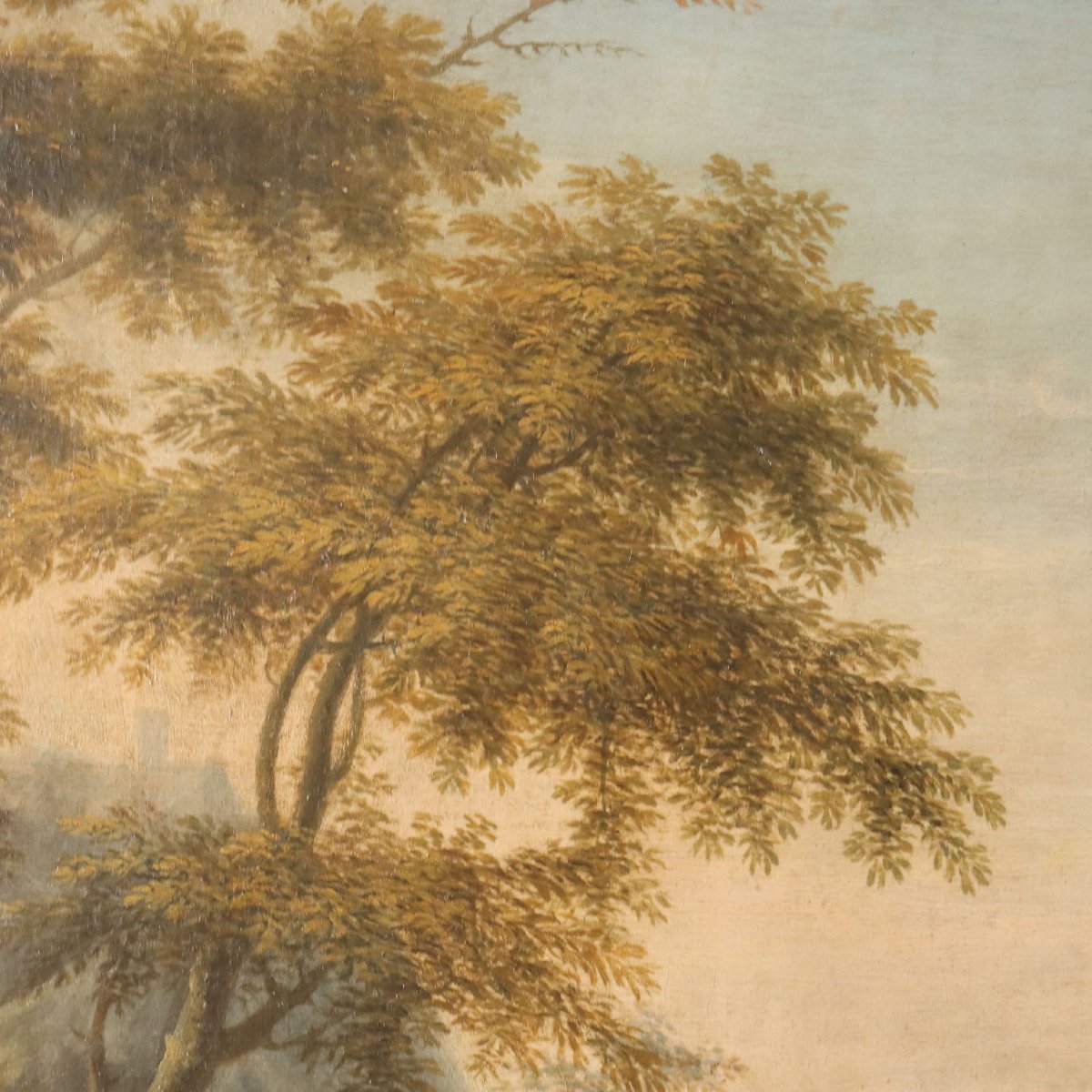 Tableau Ancien Paysage Huile sur Toile Italie du XVIIIe Siècle-photo-4