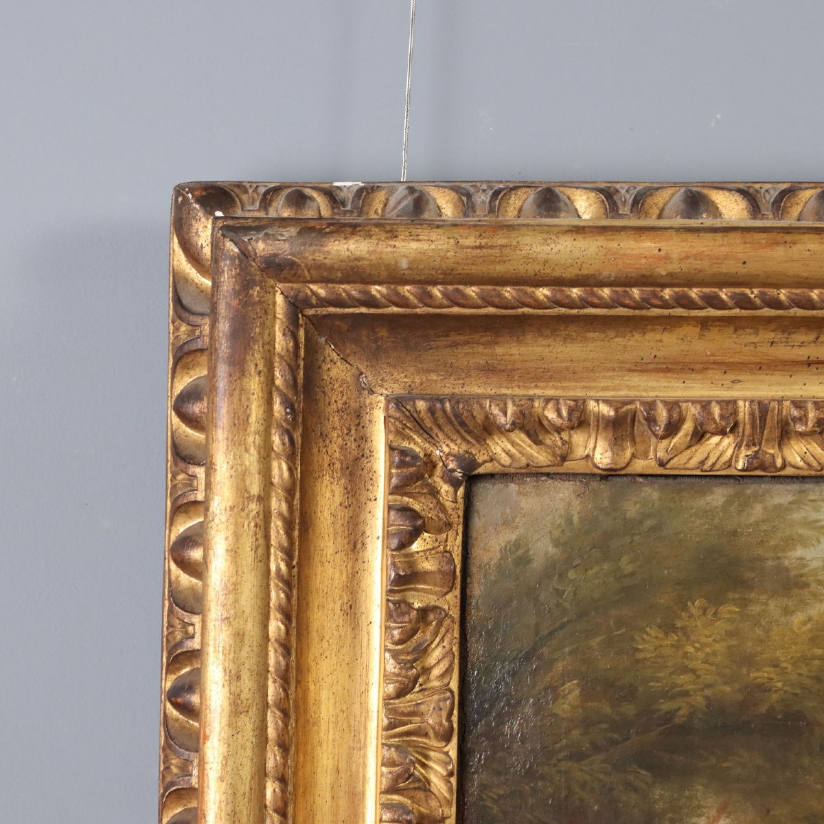 Tableau Ancien Paysage Huile sur Toile Italie du XVIIIe Siècle-photo-6