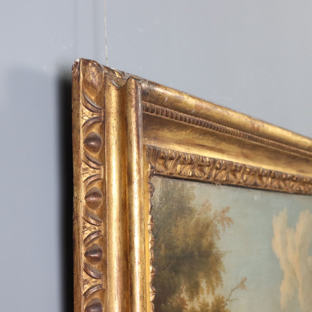 Tableau Ancien Paysage Huile sur Toile Italie du XVIIIe Siècle-photo-7