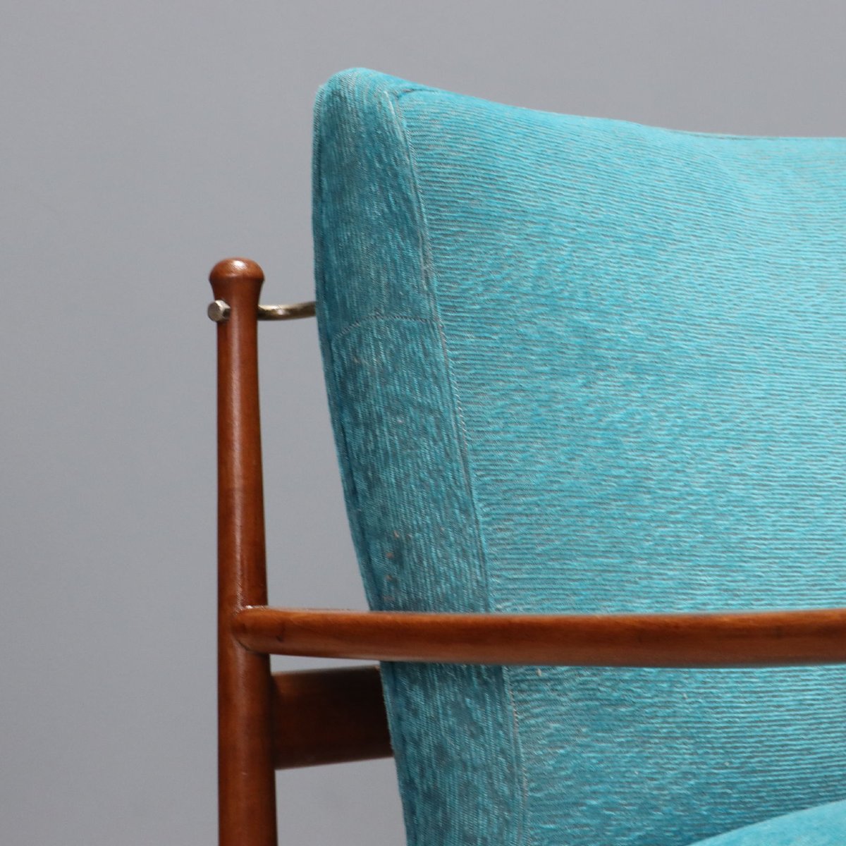 Vintage Armchair Teak Fabric Padding Design Italy 1960s-photo-2