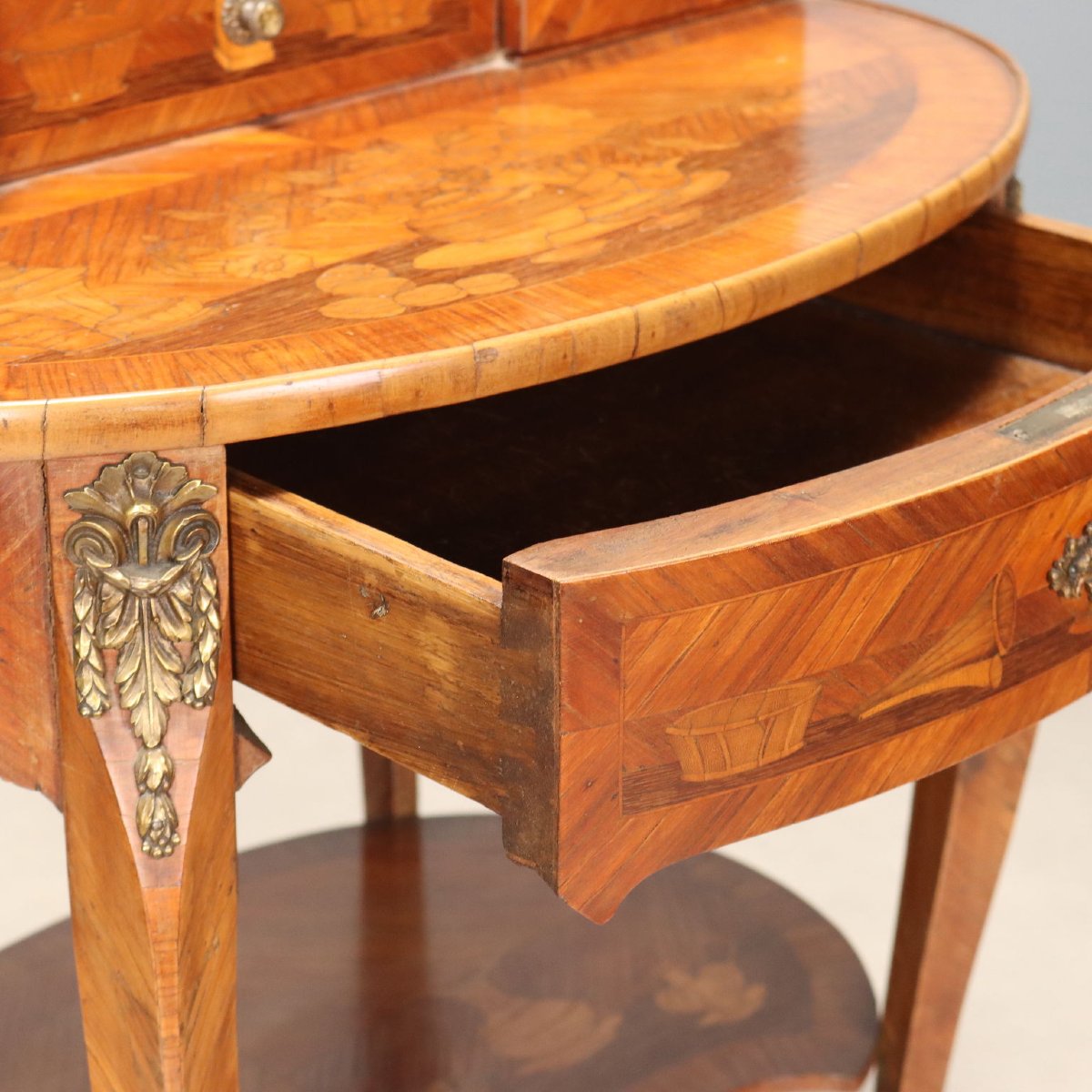 Antique Writing Desk Bois De Rose Gilded Bronze Italy XX Century-photo-2