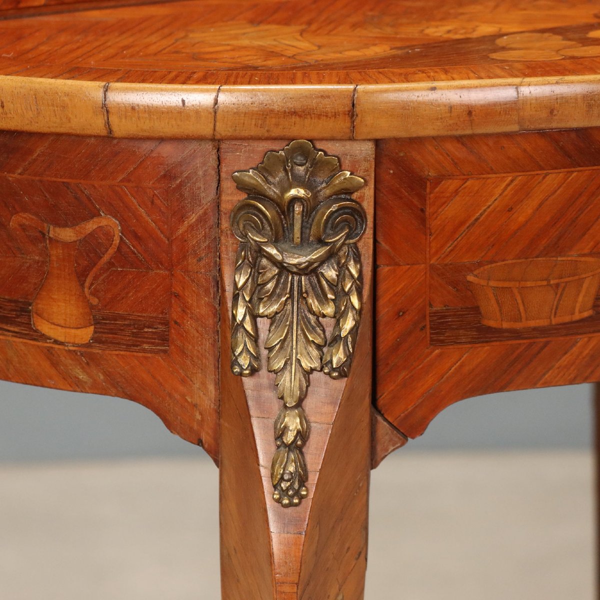 Antique Writing Desk Bois De Rose Gilded Bronze Italy XX Century-photo-4