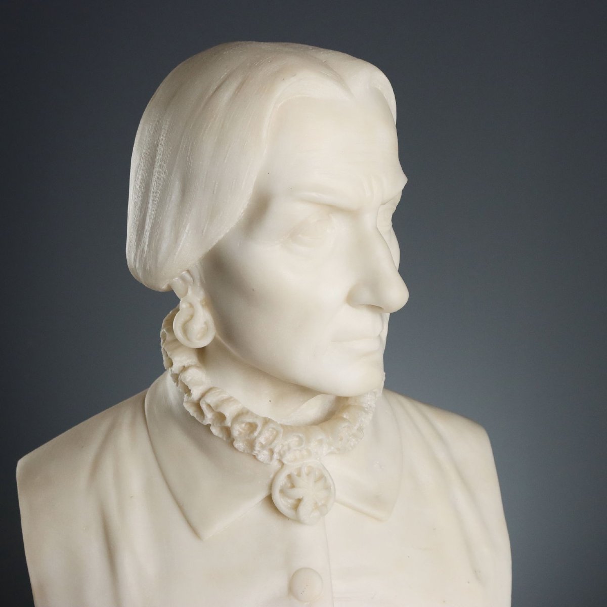 Buste Ancien d'une Noble Dame Marbre Blanc Italie XIXe Siècle-photo-3