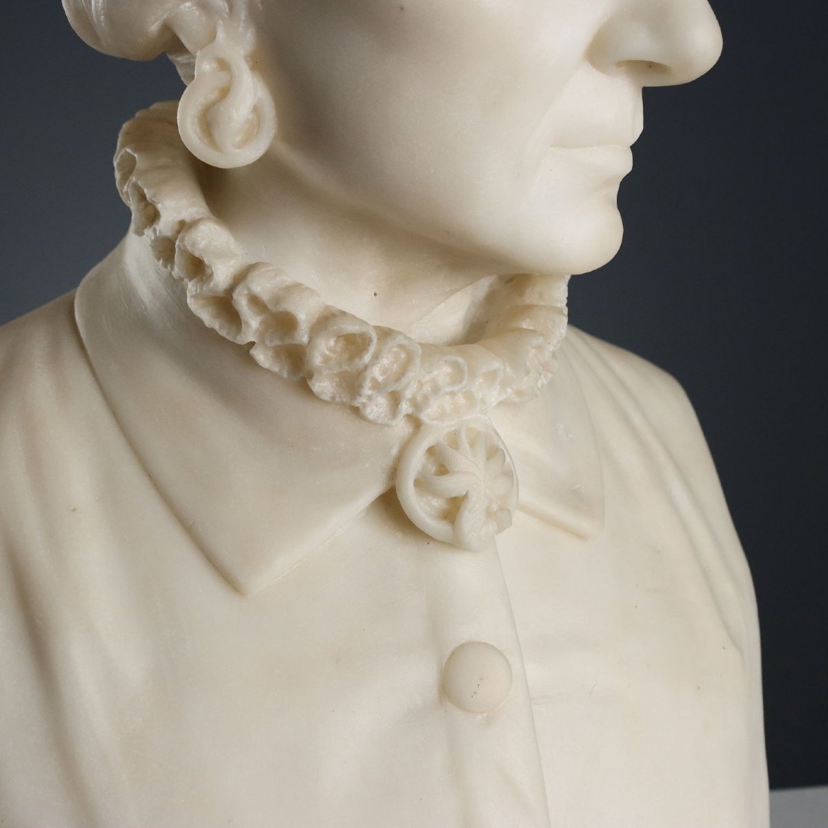 Buste Ancien d'une Noble Dame Marbre Blanc Italie XIXe Siècle-photo-4