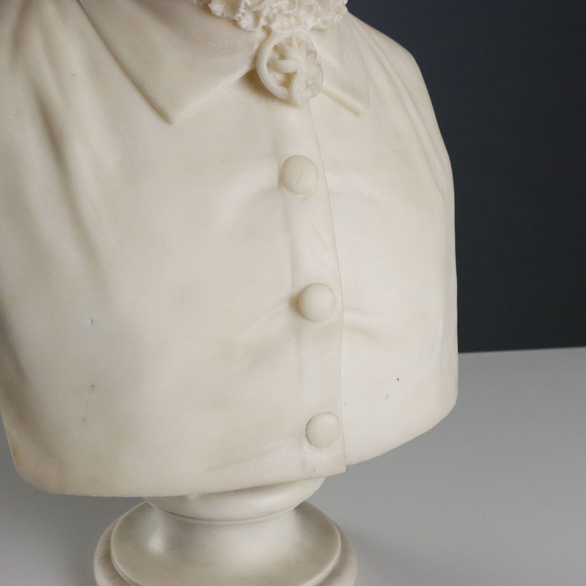 Buste Ancien d'une Noble Dame Marbre Blanc Italie XIXe Siècle-photo-1