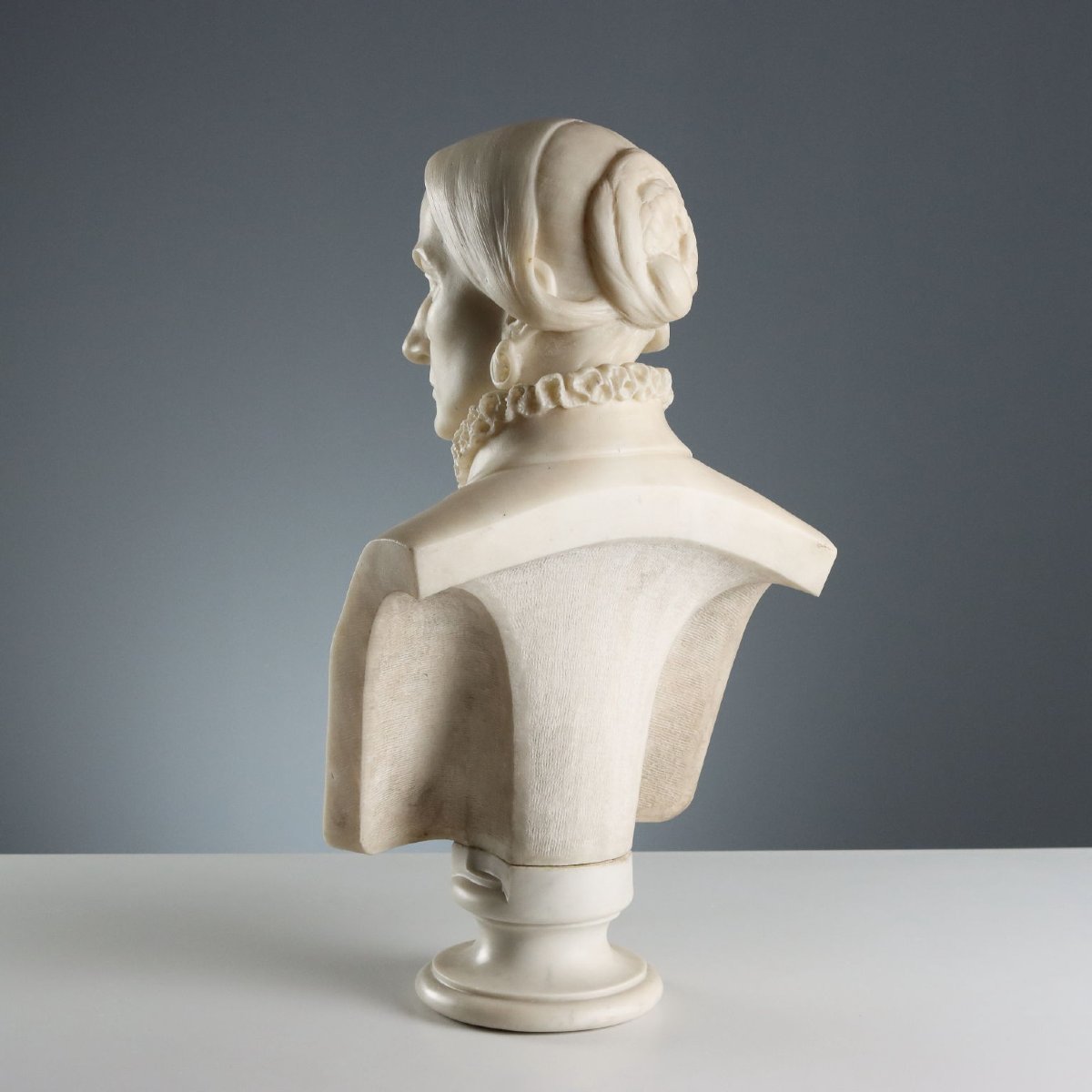 Buste Ancien d'une Noble Dame Marbre Blanc Italie XIXe Siècle-photo-5