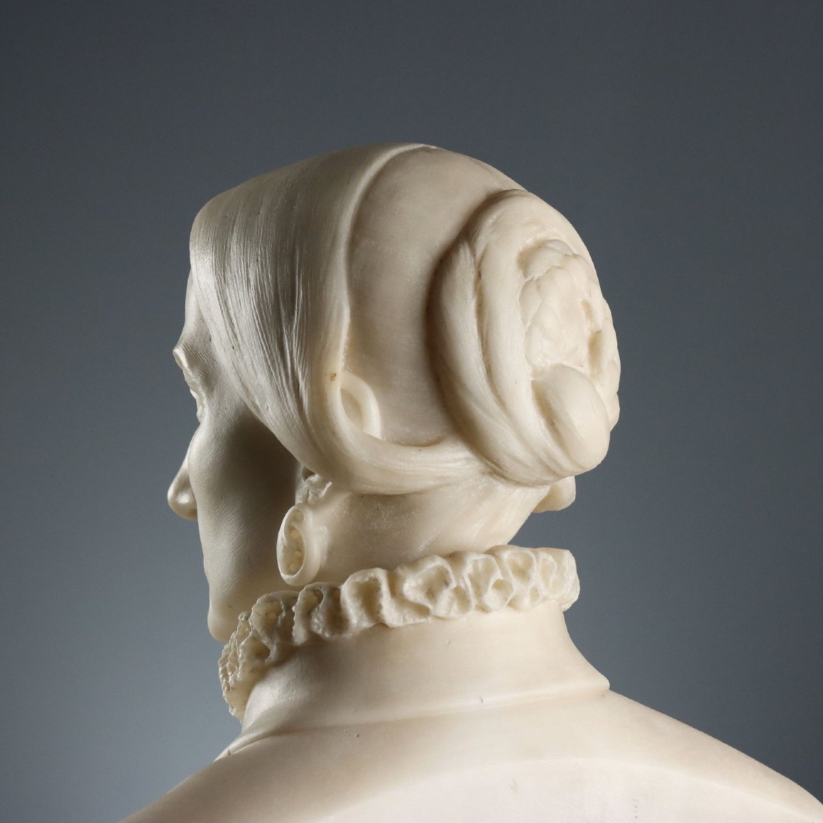 Buste Ancien d'une Noble Dame Marbre Blanc Italie XIXe Siècle-photo-6