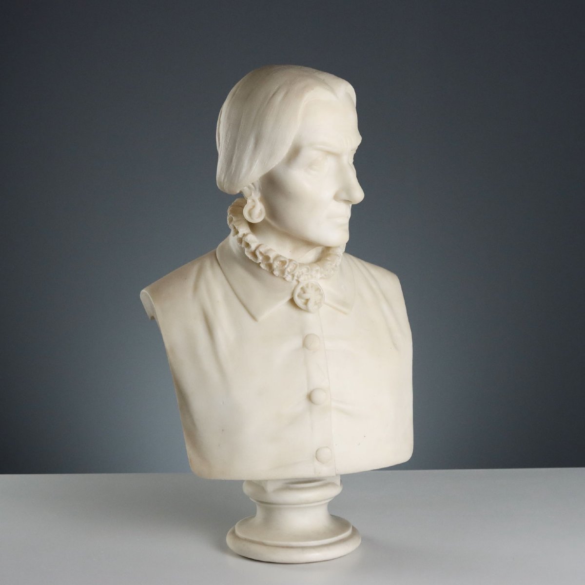 Buste Ancien d'une Noble Dame Marbre Blanc Italie XIXe Siècle