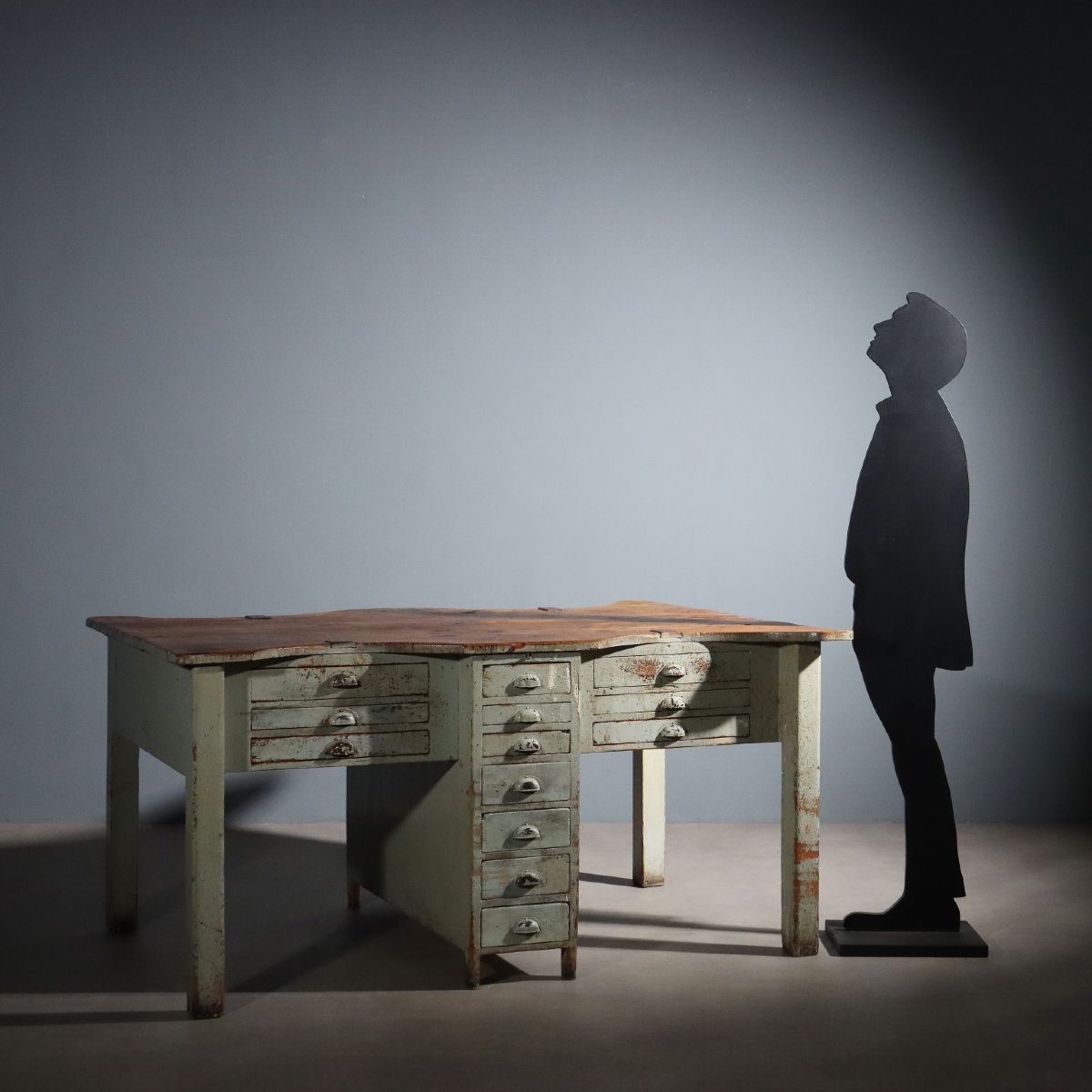 Vintage Industrial Table Fir Elm Design Italy XX Century-photo-2