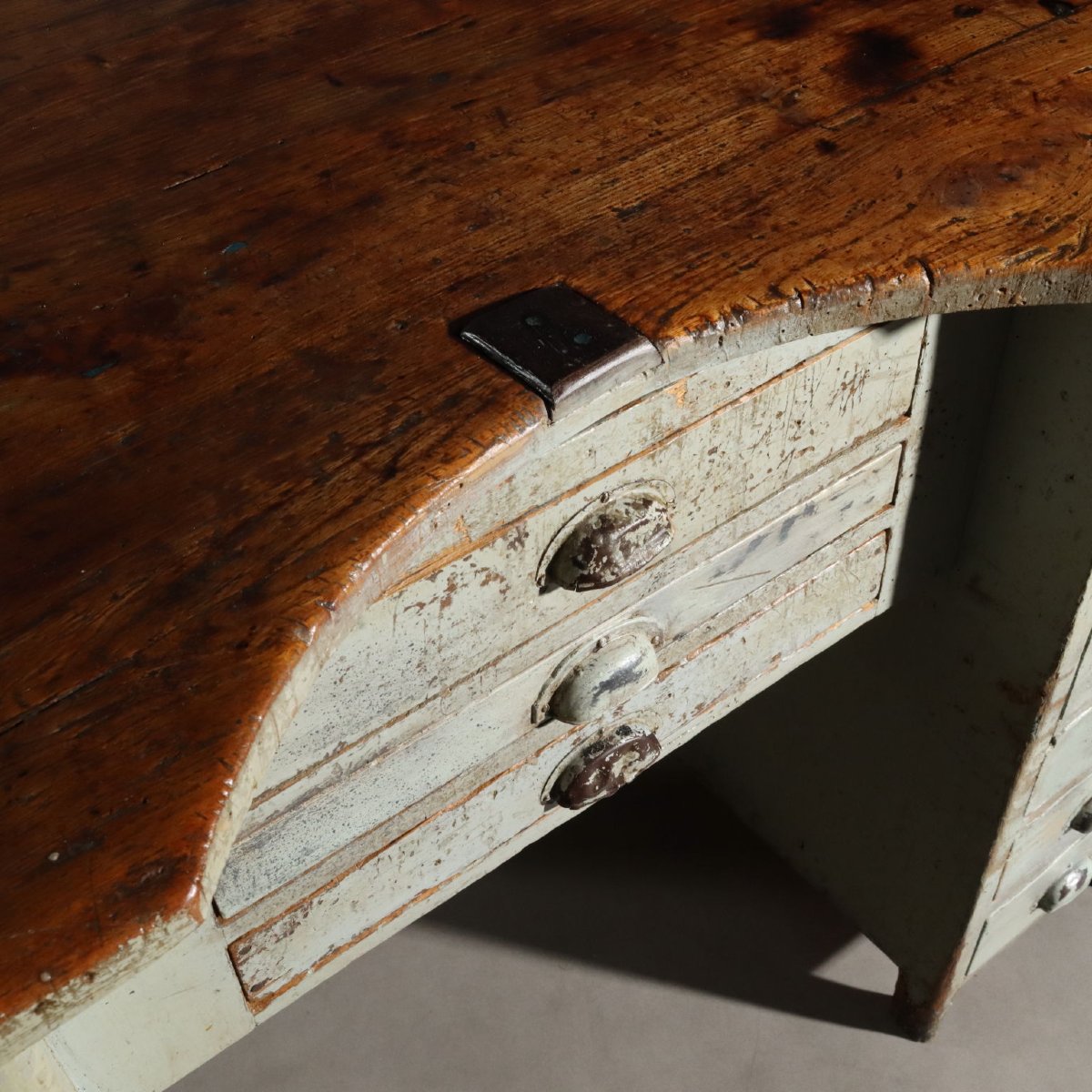 Vintage Industrial Table Fir Elm Design Italy XX Century-photo-3